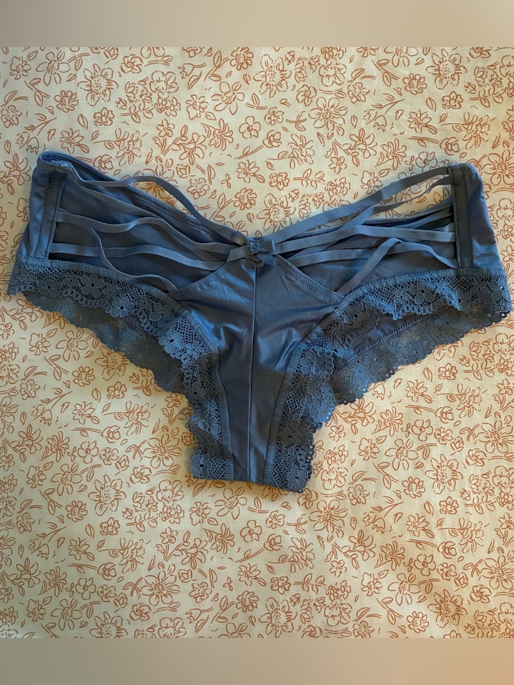 Victoria's Secret Blue Lace-Trim Cheeky Panty